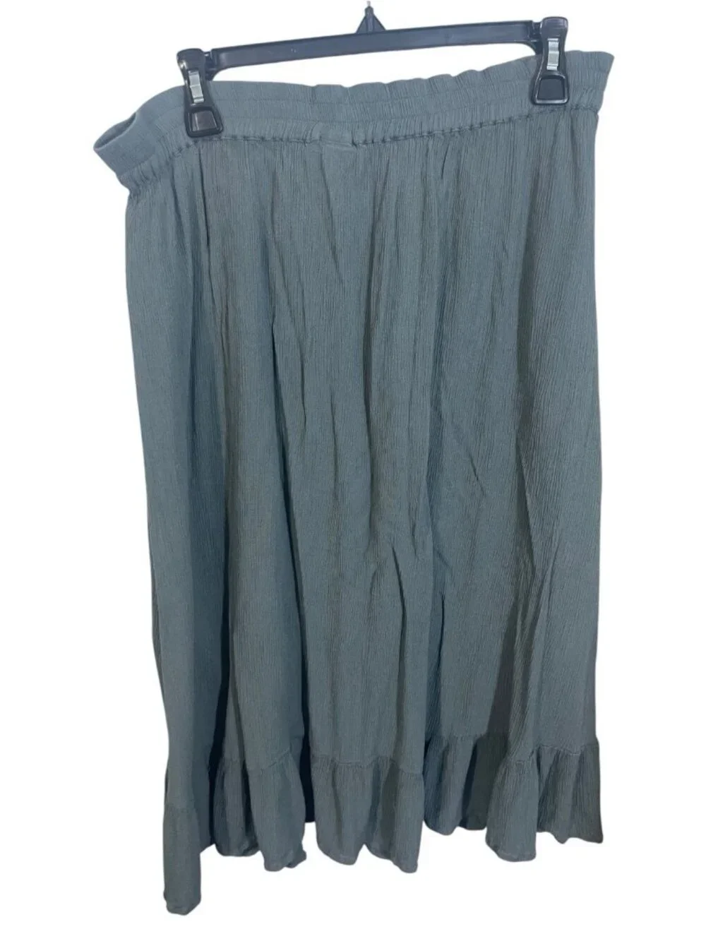BOBEAU Women's Size Medium Gauzy Midi Skirt in Green-Gray